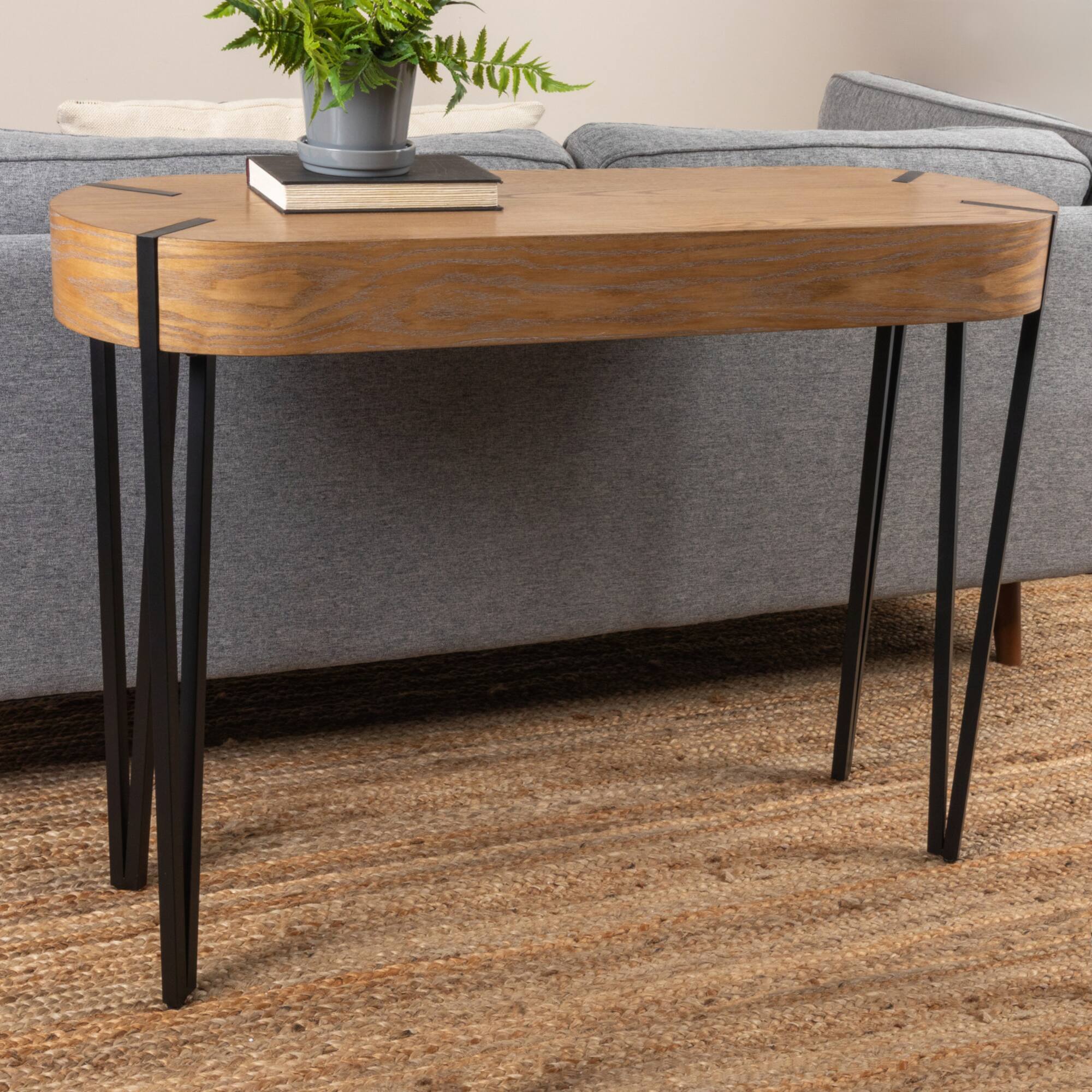 Hello Honey® 46" Astoria Wood Console Table with Metal Hairpin Legs